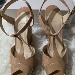 Christian Louboutin Tan Wedge Sandals